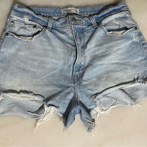 Abercrombie & Fitch Blue Jean Shorts Distressed Relaxed Fit